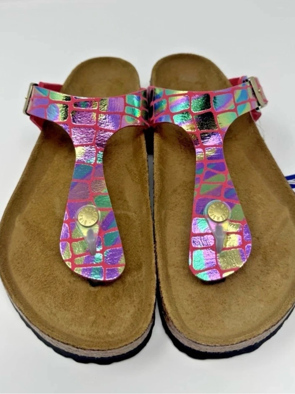 Birkenstock Gizeh Womens Thong Sandals Gator Gleam Raspberry EU 39 Regular NWT